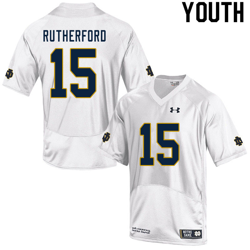 Youth #15 Isaiah Rutherford Notre Dame Fighting Irish College Football Jerseys Sale-White - Click Image to Close